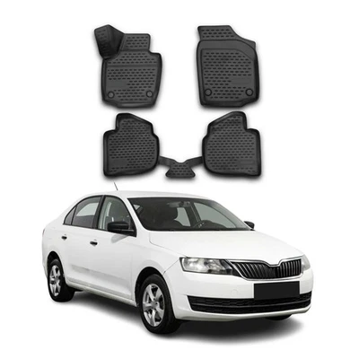 OMAC Tapis de sol pour Skoda Rapid Spaceback 2012-2019 en caoutchouc Noir - Photo 1/4