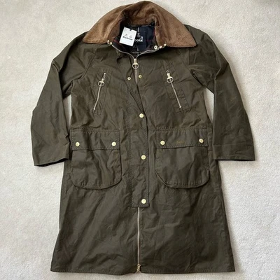 Barbour Ebberston Olive Green Waxed Jacket Womens US Size 6 / UK 10 $465 - Image 1 of 4