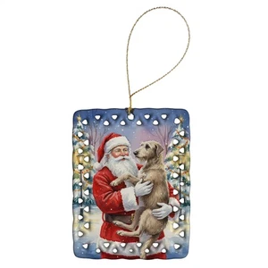 Caroline's Treasures Scottish Deerhound Santa Claus Porcelain Ornament FNT1077CO - Picture 1 of 3