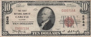 USA  $10  Carlyle , IL. Series of 1929 Low Serial # 715 Circulated Banknote IJ 8 - Picture 1 of 2