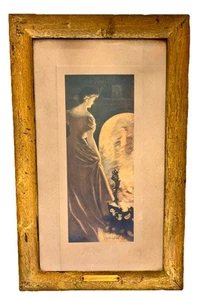 Alfred James Dewey 1908 Jugendstil Lithographie "Firelight" Gold gerahmt viktorianisch - Bild 1 von 13
