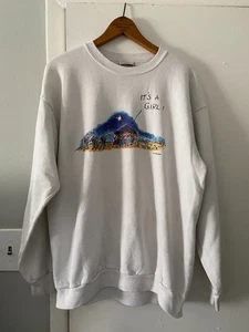 Vintage 90s It's A Girl! Religious Satire Comic Sweatshirt XL Lake Street Shirts - Picture 1 of 5