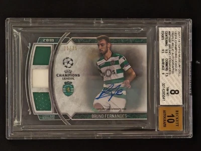 2017-18 Topps Museum Triple Relics Bruno Fernandes Jersey Auto 25/35 BGS 8/10! - Image 1 of 2