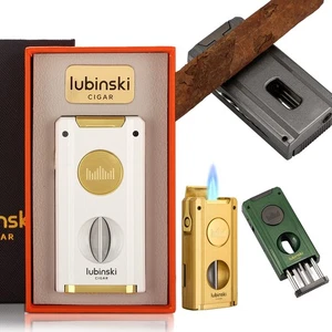 Lubinski 2 Jet Flame Antorcha Encendedor de Puros Corte en V Vintage Punzón Soporte Aguja Regalos - Imagen 1 de 16