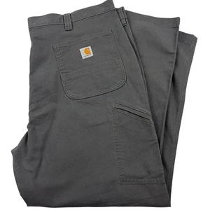 Carhartt Mens 42x30 Relaxed Fit Rugged Flex Canvas Work Pants Gray Trade Jobs - Picture 1 of 11