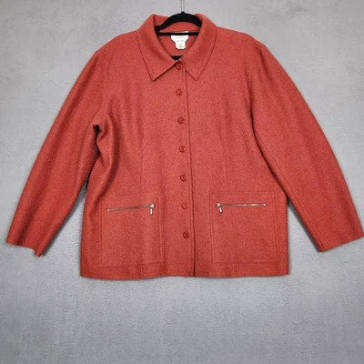Talbots Woman Jacket Womens 1X Rust Red Alpaca Boiled Wool Blend Button - Image 1 of 4