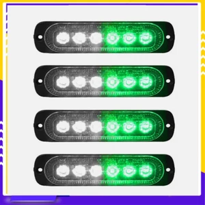 White/Green 6 LED Car Truck Beacon Warning Hazard Flash Strobe Light - Picture 1 of 10