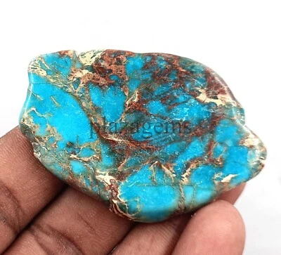 40CT NATURAL BLUE TURQUOISE SLAB ROUGH CERTIFIED LOOSE GEMSTONE 5ARJ - Image 1 of 4
