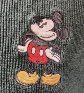 De Colección Disney Verde Tejido Gofre Térmico Mickey Mouse Manga Larga XL Bordado - Imagen 1 de 9