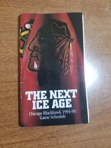 1994-1995 Chicago Blackhawks NHL Pocket Schedule Ed Belfour Chris Chelios Savard - Picture 1 of 3