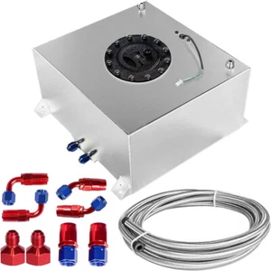 10 Gallon Aluminum Fuel Cell Gas Tank+Cap+Level Sender+Nylon Fuel Line Kit Slive - Picture 1 of 15