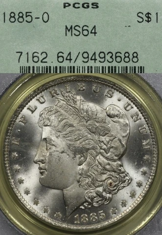 1885-O $1 PCGS MS64 OGH Morgan Silver Dollar Cover