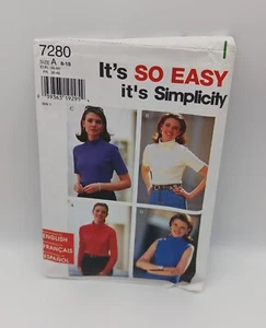 Simplicity Sewing Pattern 7280 Size A Cut at 8 Misses Knit Tops 1996 Y2K - Picture 1 of 5