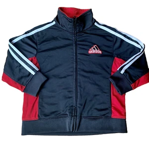 Nice Boys ADIDAS Black Red White Full Zip Jacket Tech Sweatshirt 3T EUC Cute! - Picture 1 of 5