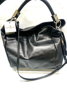 Gianni Conti  italian leather Large Bag-Black-6634711 *New w/ Tags - Picture 1 of 14