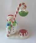 Avon Christmas Snowman Candle Holder With Candy Cane