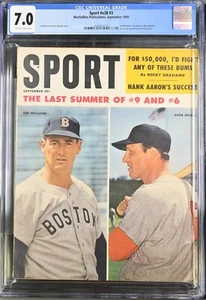 1959 Sport Magazine TED WILLIAMS STAN MUSIAL Cover CGC Graded 7.0 NO LABEL - Picture 1 of 2