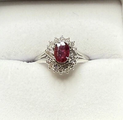 1.01 ct GIA Ruby & Diamond (.46 ct) Ring PLATINUM Size 8.5 - Image 1 of 4