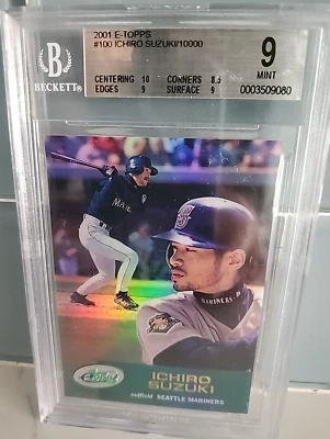 Ichiro Suzuki Rookie Card  2001 E-Topps Refractor #100 BGS 9(10/8.5/9/9) MINT - Image 1 of 4