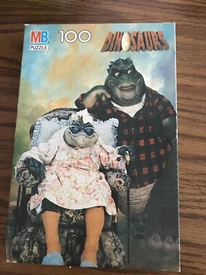 MB Dinosaurs Earl Sinclair & Ethyl Phillips 100-Piece Jigsaw Puzzle New Sealed - Image 1 of 4
