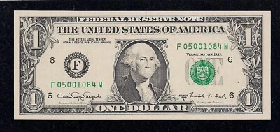 $1.00 Series 1988-A, F-M Block Web Note, Federal Reserve Note, Gem Uncirculated - Image 1 of 2
