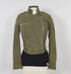 Whyred Suede Leather Moto Off Center Zip Jacket Size 36 - Picture 1 of 11