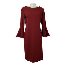 Liz Claiborne women's dress sheath shift 3/4 sleeves bell flounce stretch size 8