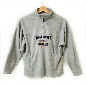 Vtg Y2K Walt Disney World Micky Mouse Fleece Gray Sweater Shirt kids warm winter - Picture 1 of 7