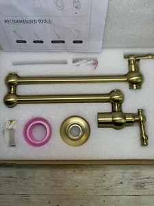 Antique Brass Pot Filler Wall Mount Pot Filler Folding Faucet Kitchen Faucet - Picture 1 of 7