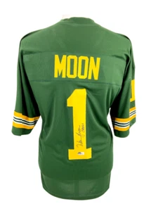 Camiseta deportiva de alces esquimales Edmonton personalizada verde firmada por Warren Moon talla XL CERTIFICADO DE AUTENTICIDAD BAJO - Imagen 1 de 3