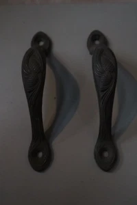2 Antique Cast Iron Door Cabinet Pulls w/ Pinecone Design - Picture 1 of 5