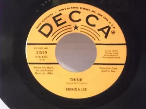 Brenda Lee,Decca 31599,"Think"US,7"45,1963 PROMO country rock classic,Mint - Picture 1 of 2