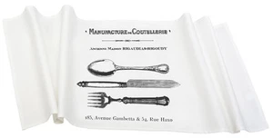 Tischläufer, Landhaus, Baumwolle,“Besteck“, 105cmx34cm, Weiß  - Bild 1 von 3