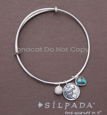 Brazalete ajustable SILPADA B3212 plata esterlina cristal turquesa dije Foto 1 de 4