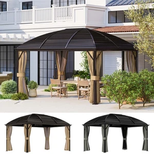 3 x 4m Steel Hardtop Gazebo Aluminium Garden Pavilion w/ Curtains - Picture 1 of 23