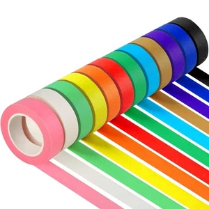 12PCS Colored Masking Tape Rolls, Kids DIY Craft Tape Set - Picture 1 of 5