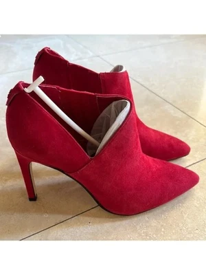 Botines de cuero sin cordones Calvin Klein para mujer punta Harmon roja 7 M Foto 1 de 4