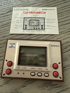 Nintendo Game and Watch GOLD Manhole with Box  Tested Working  LCD Damage Japan - Picture 1 of 5