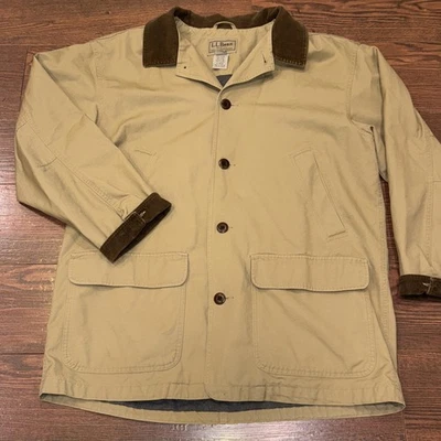 Винтажный LL Bean Chore пальто сарая/поля куртка мужская XL хаки вельветовый воротник с подкладкой - Изображение 1 из 4