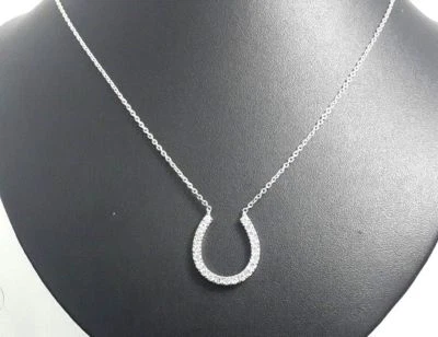 Collar de plata esterlina 925 cadena de eslabones de zapato de caballo encanto de la suerte 18 pulgadas REGALO Foto 1 de 4