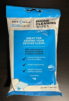 New Clean Screenz By Case-Mate Phone Cleaning Wipes 20 8" x 6" Wet Wipes - Image 1 of 2