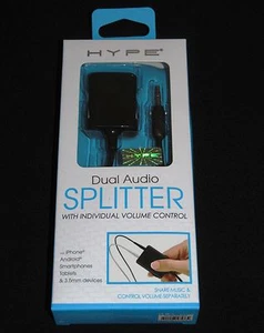 Hype HY-SPLVOL-BLK Dual Audio Splitter with Individual Volume Control-Black, New - Picture 1 of 3