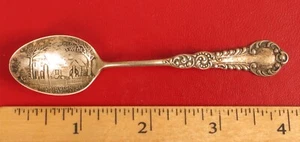 ANTIQUE STERLING SILVER SOUVENIR COLLECTOR SPOON WILMINGTON DELAWARE OLD SWEDE'S - Picture 1 of 1