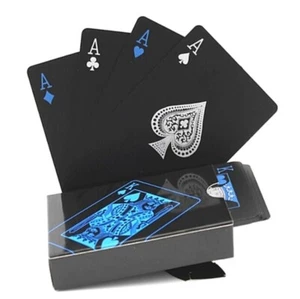 Black Blue Poker Playing Cards PVC Plastic High Quality Durable Waterproof New - Picture 1 of 3