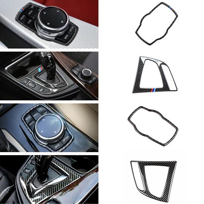 Conjunto Genuíno Fibra de Carbono Engrenagem Mudança IDrive Botão Quadro Guarnição Para BMW 3 4 Series - Imagem 1 de 4