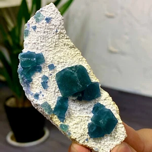 39G naturale BLU verde cubo fluorite minerale cristallo esemplare/Cina - Foto 1 di 24