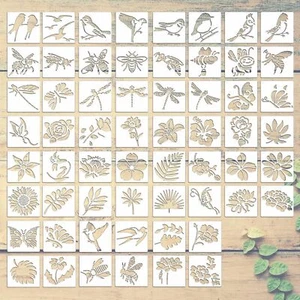 60 PCS Wood Burning Stencils for Crafts Painting on Wood Flowering Plants Bee... - Picture 1 of 3