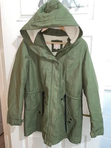 Quiksilver Mens Medium Green Fleece Lined Long Sleeved Hooded Jacket (EX COND) - Picture 1 of 3