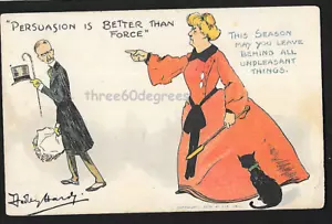 Early Comic Postcard: Persuasion Better Than Force. Dudley Hardy. Posted 1906 - Picture 1 of 2