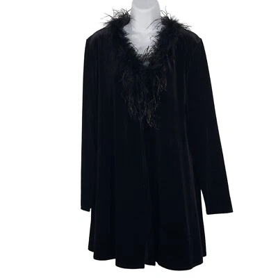 Chaqueta plumero Patra de colección para mujer de terciopelo con cuello de pluma de avestruz negra talla SM *Se adapta Foto 1 de 4
